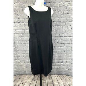 Ann Taylor Ponte Stretch Sleeveless Sheath Dress Size 8 Solid Black Scoop Neck